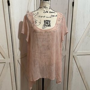 EUC blush and cream feather print blouse. Torrid size 1X